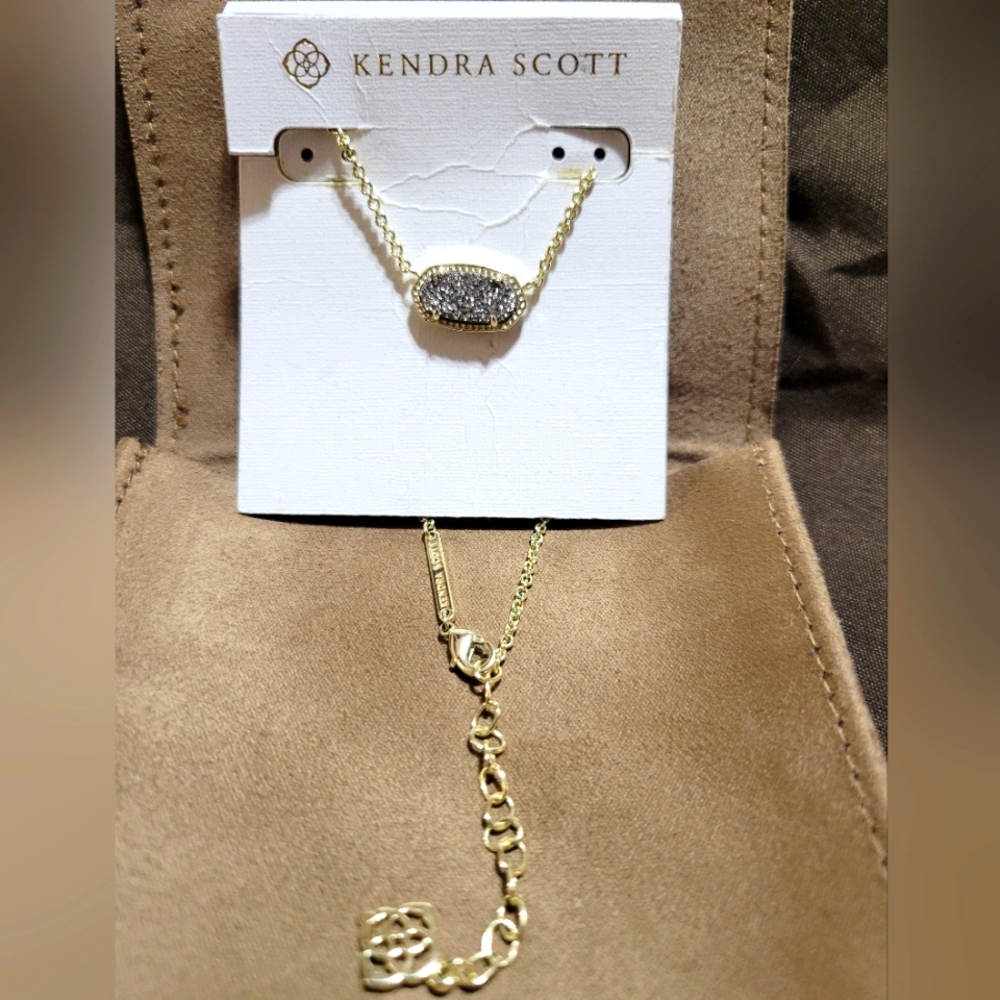 Kendra Scott Elisa Platinum Drusy Necklace